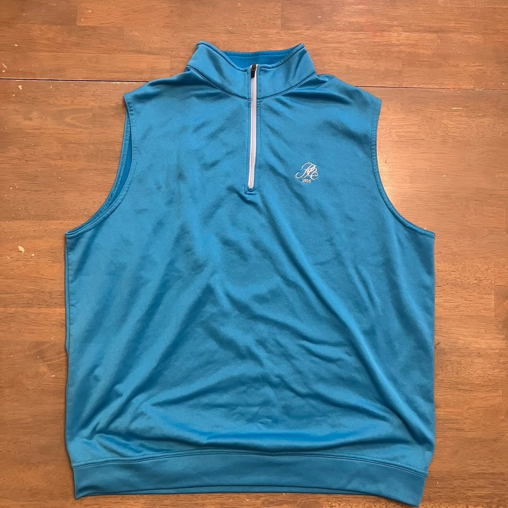 Peter Millar Vest E4 Element Warmth‎ Mens Large 1/4 Zip Golf Lined Fleece Blue